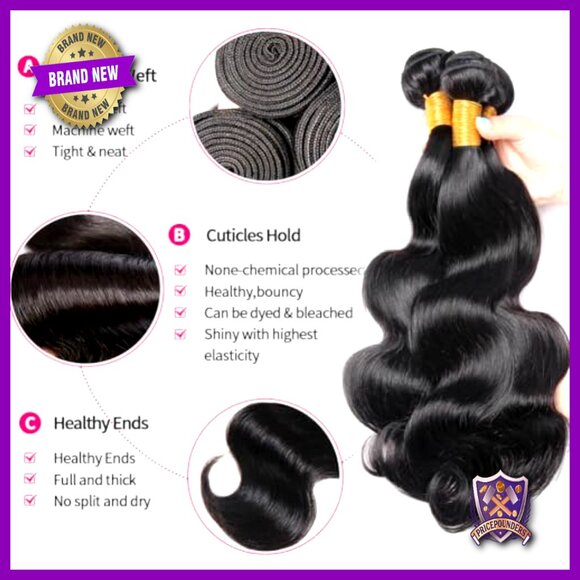 Body Wave Human Hair Bundles 16 18 20 Inch Brazilian Virgin Hair 3 Pack main image 6
